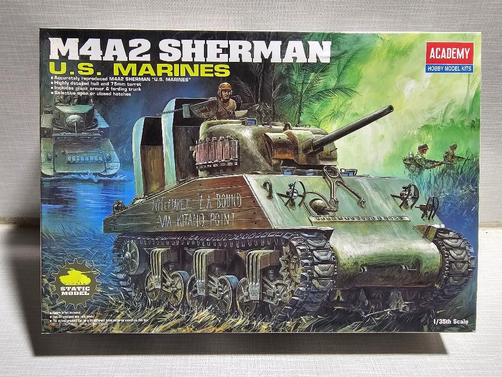 Academy M4A2 Sherman modelbouwtank, Ophalen of Verzenden, Groter dan 1:32, Auto, Overige merken