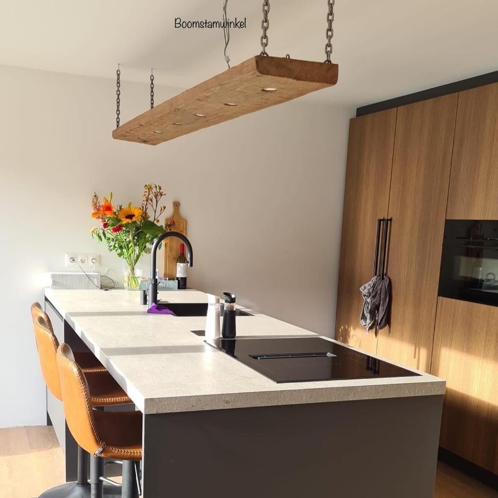 Plank hanglamp | lange hanglamp | hanglamp eettafel, Ophalen of Verzenden, Nieuw, Hout, Minder dan 50 cm