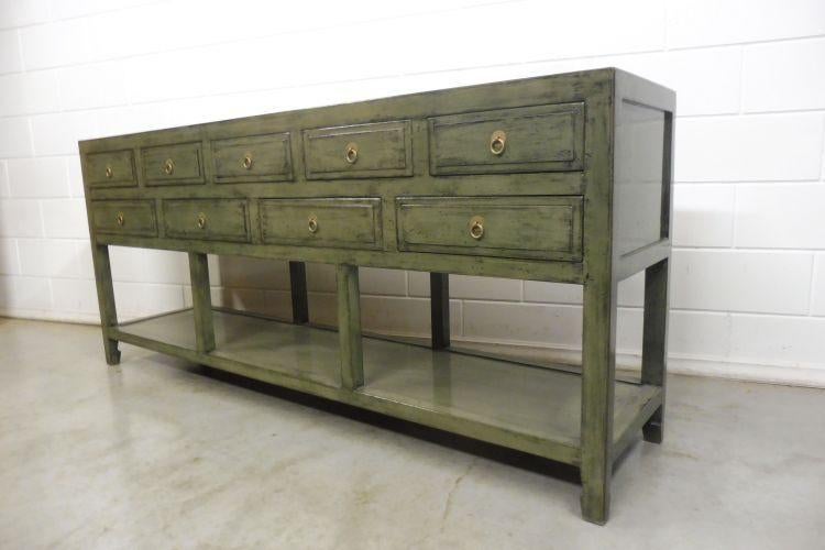 Side Table Kommode donkergroen/ grijs