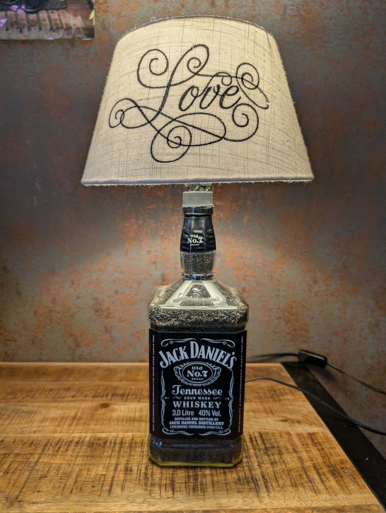 Jack Daniels Lamp - 3 Liter Fles, Gebruikt, Vintage, Glas, Ophalen of Verzenden