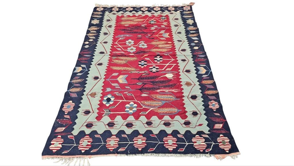 Vintage Handgeweven Kelim Tapijt floral Anatolia 108x170cm