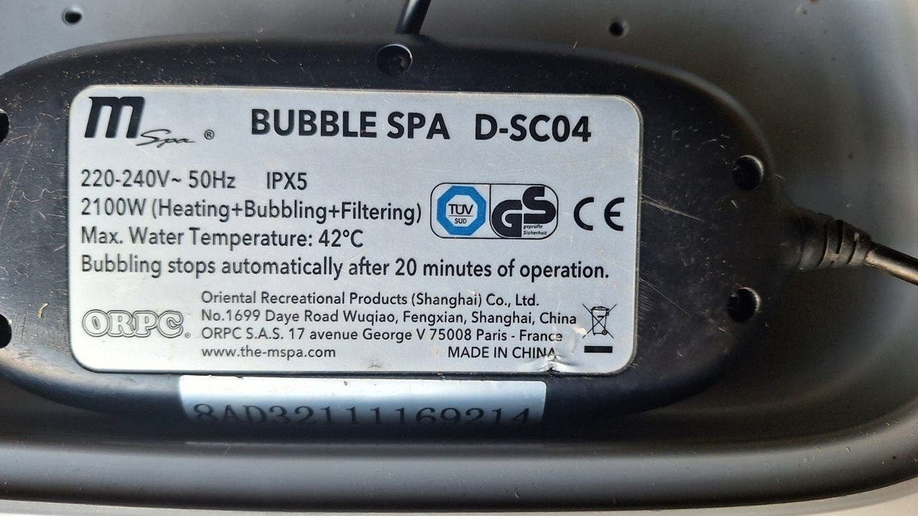 MSpa pomp / bedieningsunit voor Opblaasbare jacuzzi – Model, Ophalen of Verzenden, Gebruikt, Filter, Opblaasbaar