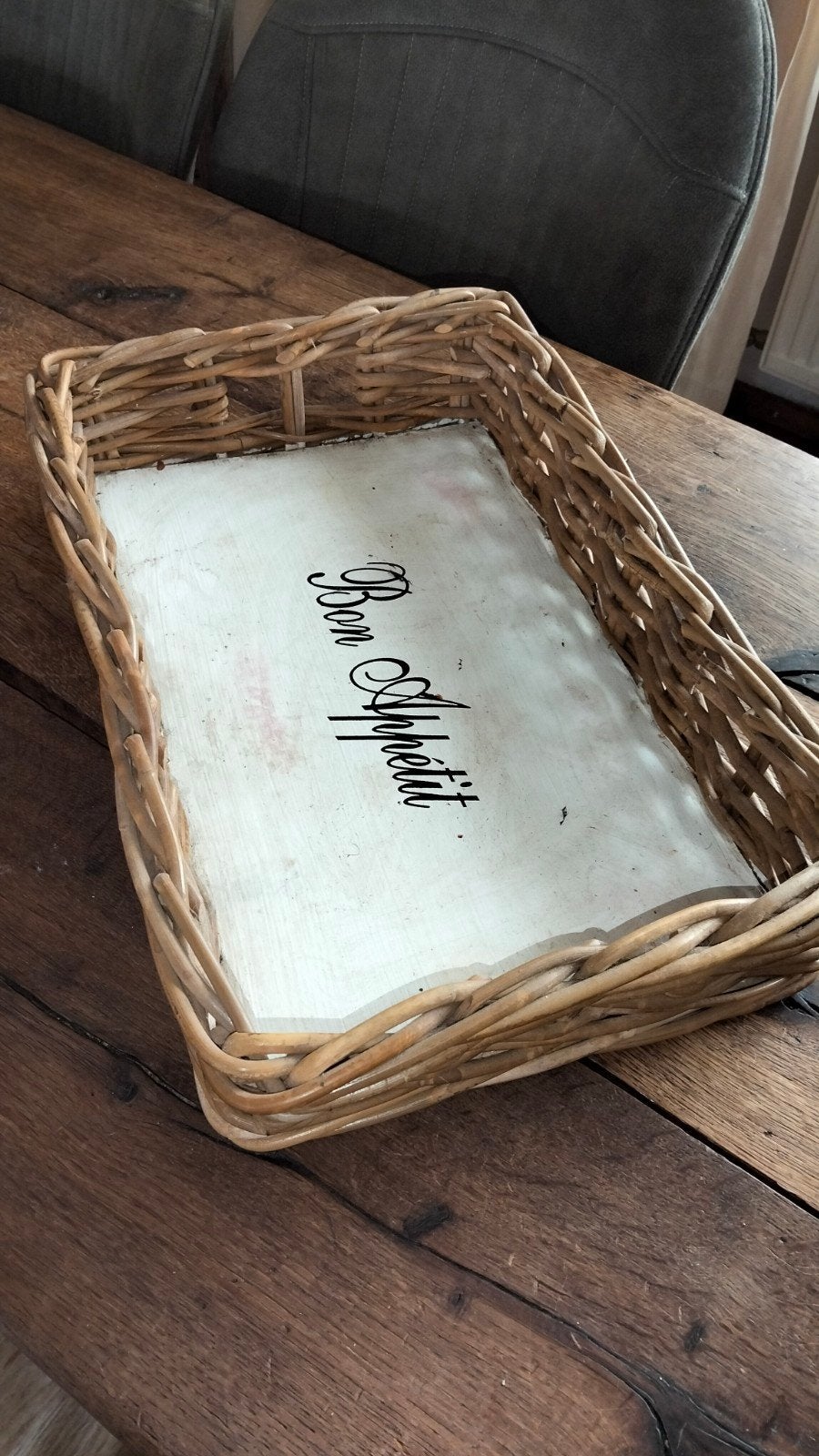 Brocante dienblad rotan, Huis en Inrichting, Woonaccessoires | Dienbladen, Gebruikt, ., Ophalen of Verzenden, .