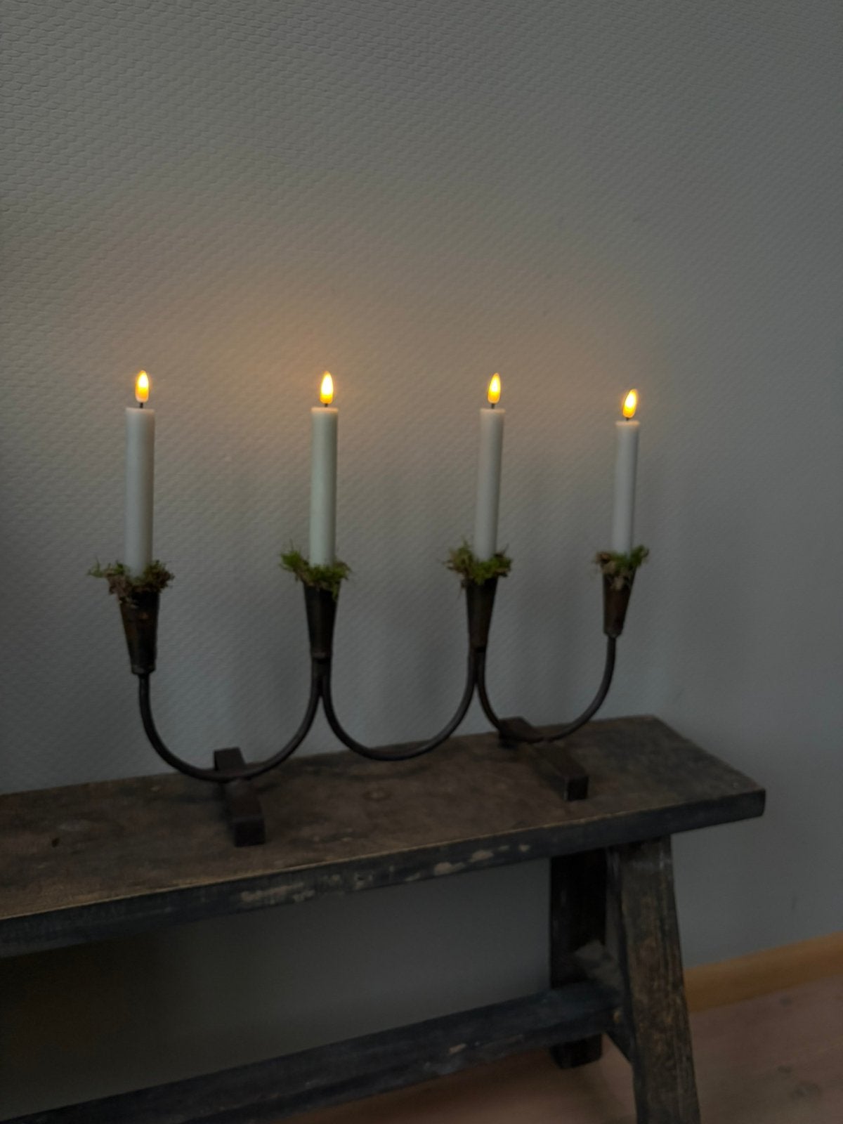 Kandelaar 4 arms roest, Ophalen of Verzenden, Zo goed als nieuw, Hout