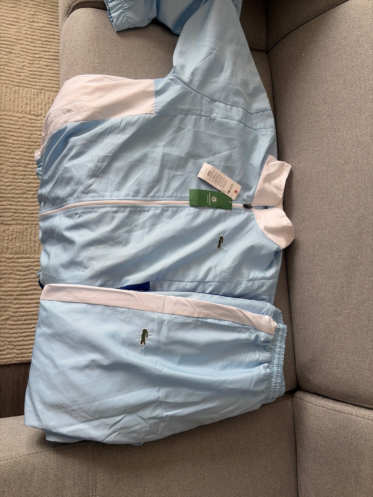 Origineel Lacoste Sport Trainingspak (Lichtblauw/Wit), Ophalen, Zo goed als nieuw, Blauw