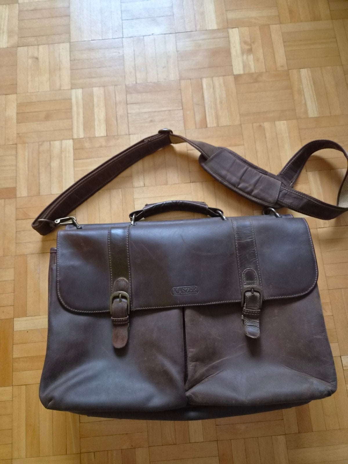 Kasper Leren Aktetas - Bruin, Vintage Look, Overige merken, Gebruikt, Bruin, Ophalen of Verzenden