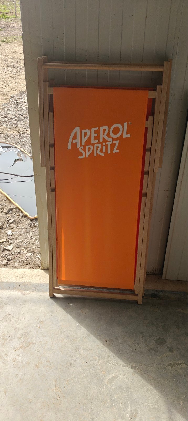 2x Aperol Spritz strandstoelen, Ophalen, Gebruikt, Hout, Inklapbaar