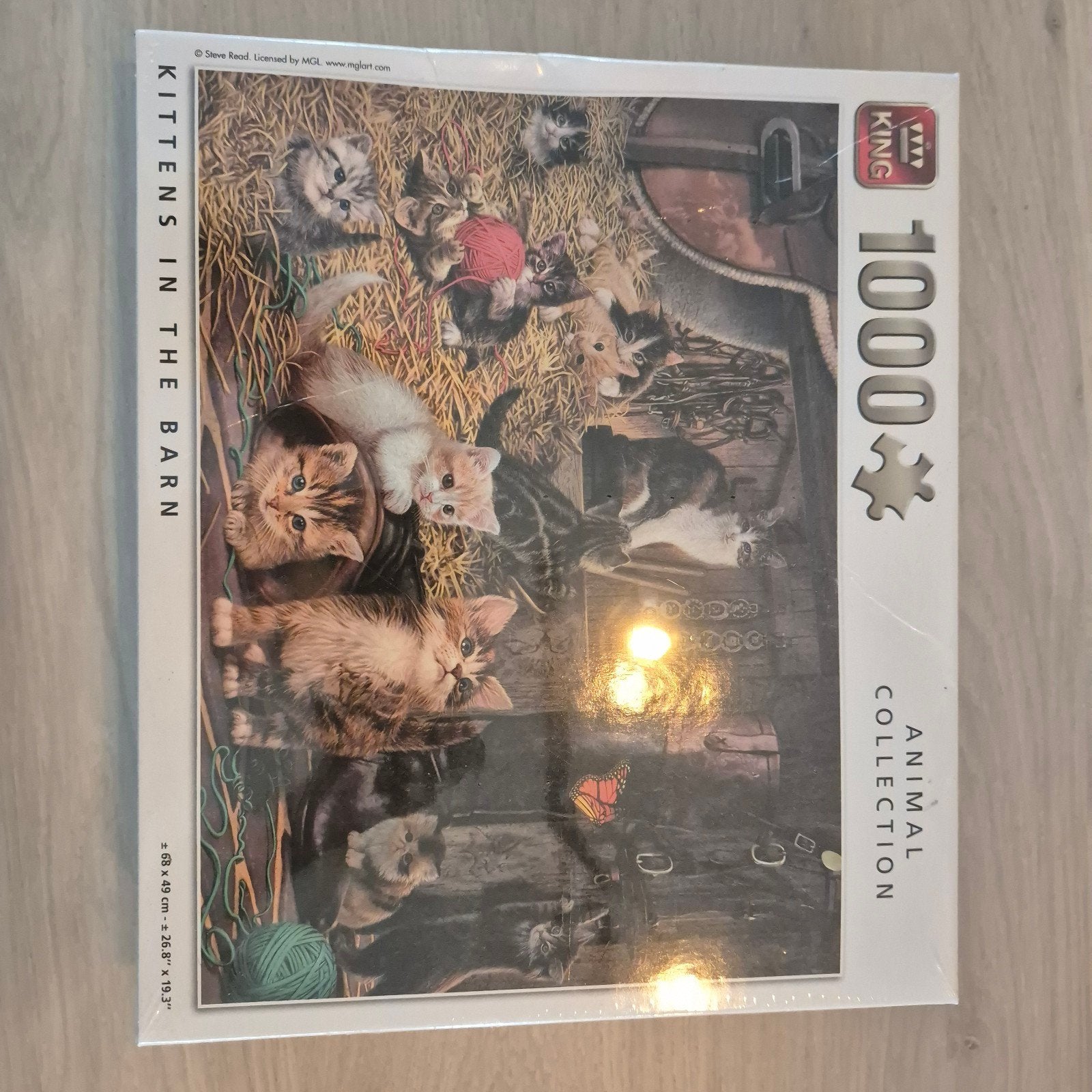 King Legpuzzel 1000 stukjes - Kittens in the Barn (Nieuw), Ophalen of Verzenden, 500 t/m 1500 stukjes, Nieuw, Legpuzzel