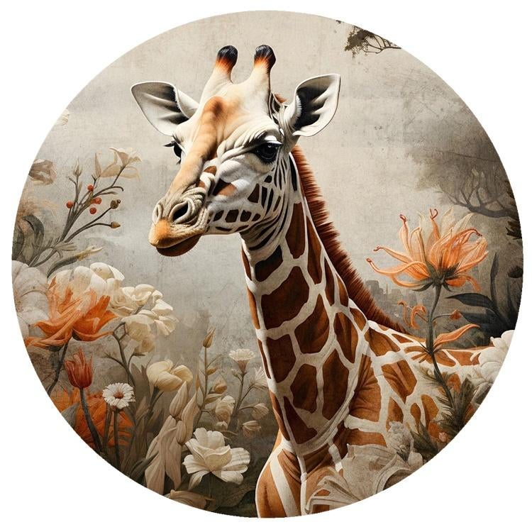 Jungle behangcirkel, muurcirkel Giraffe, ronde muursticker, Verzenden, Nieuw, Wanddecoratie