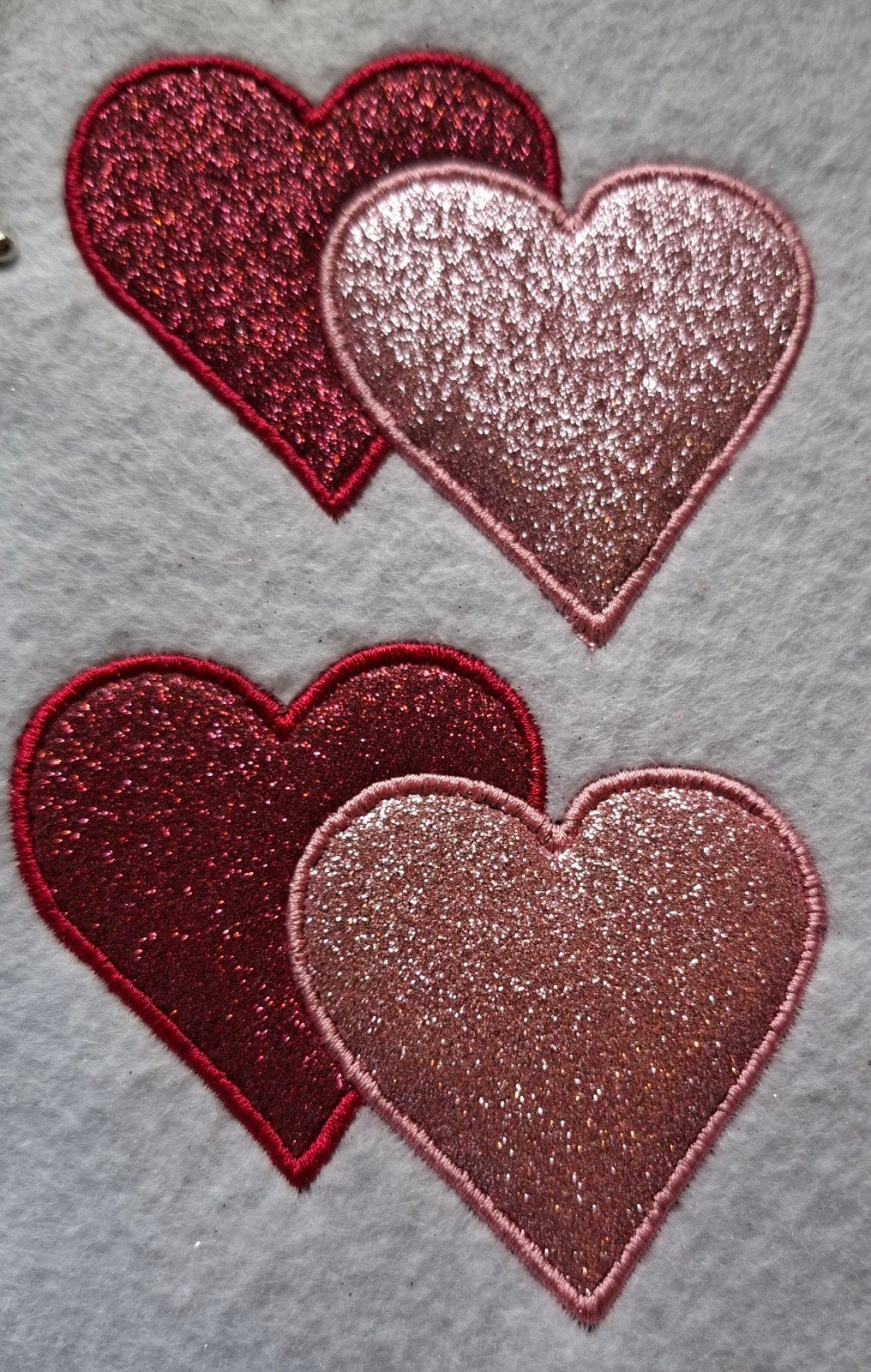 Glitterhart Strijkpatroon - Roze & Rood Harten Applicatie, Ophalen of Verzenden, Nieuw, Hotfix applicaties