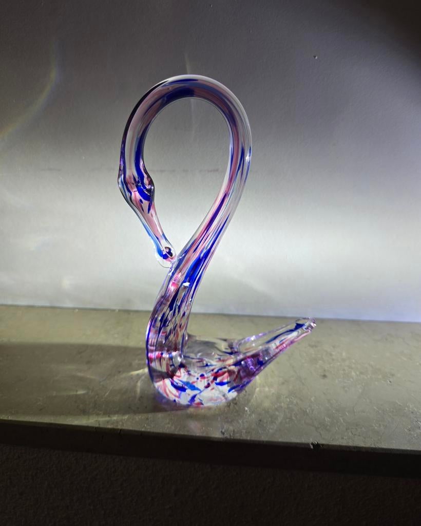 Murano glazen zwaan - Blauw en roze spikkelpatroon, Ophalen of Verzenden