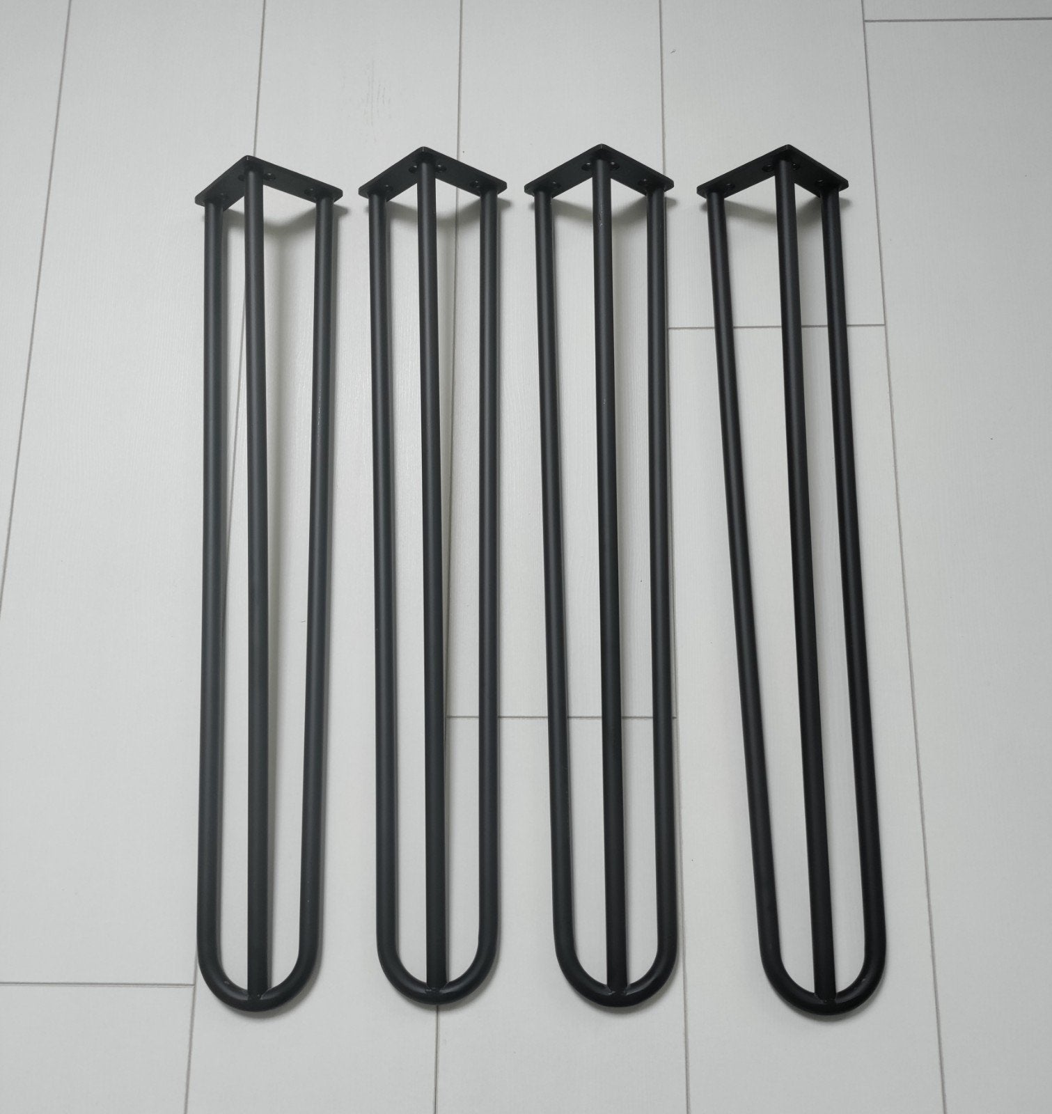 Set van 4 zwarte hairpin tafelpoten, Huis en Inrichting, Tafelonderdelen, Ophalen, Tafelpoot, Minder dan 50 cm, Gebruikt
