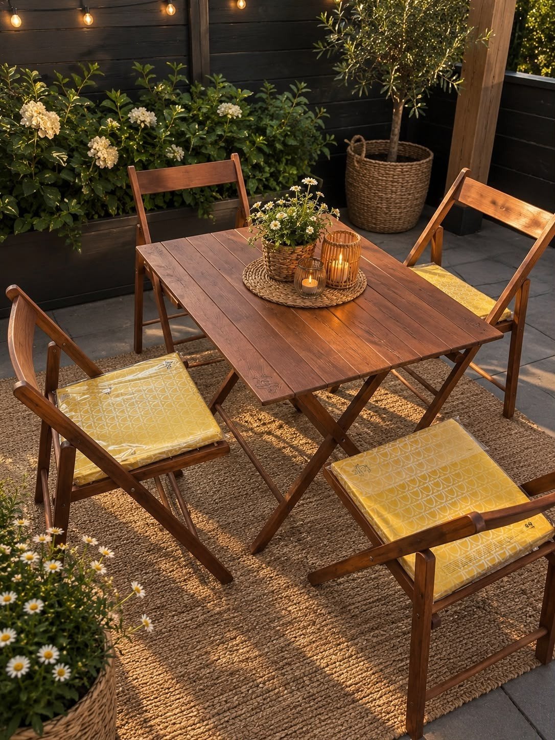Nieuw Leffe Bier Set: 4 Retro Stoelen Tafe Bistro hout, Ophalen, Nieuw, 50 tot 100 cm, Vier personen