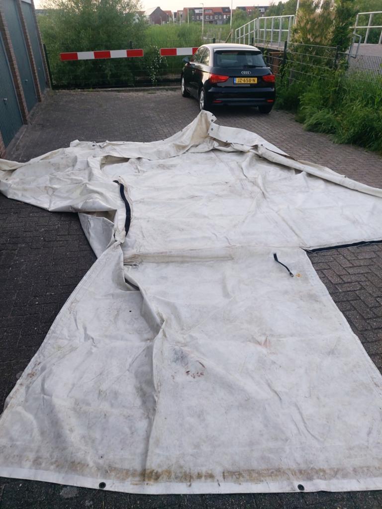 Huif voor aanhanger 390 x 250  hoog x 215 breed, 30 tot 60 m², 6 meter of meer, Gebruikt, Grootzeil