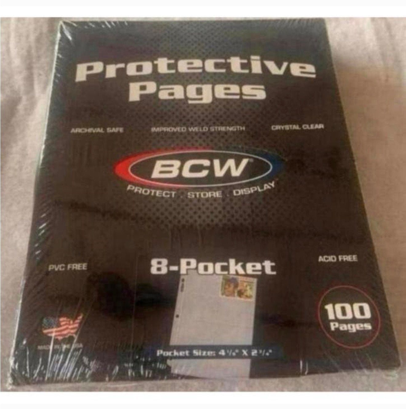 100 paginas 8 Pocket Card Protectors-BCW pokemon sport kaart, Ophalen of Verzenden, Nieuw, Boek of Catalogus, Foil