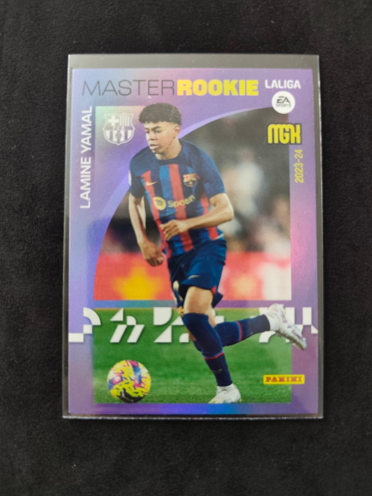Panini Lamine Yamal Master Rookie Card Megacracks 2023 24 MG, Ophalen, Zo goed als nieuw, Buitenlandse clubs, Poster, Plaatje of Sticker