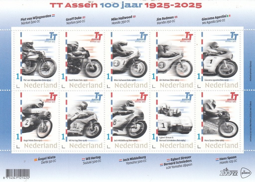 Nederland- 2025.56- 100 Jaar TT Assen- Vel- P, Ophalen of Verzenden, Na 1940, Postfris