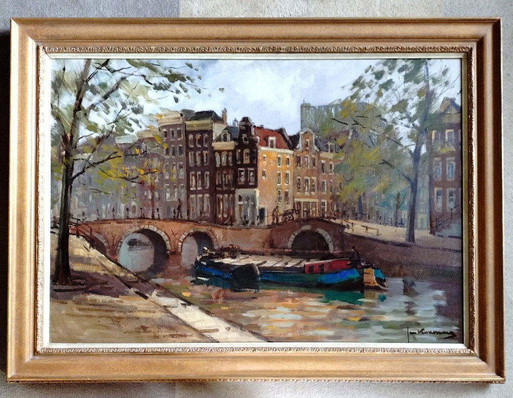 AMSTERDAM - KEIZERSGRACHT==Jan Korthals 1916-1972==70x100 cm, Antiek en Kunst, Ophalen