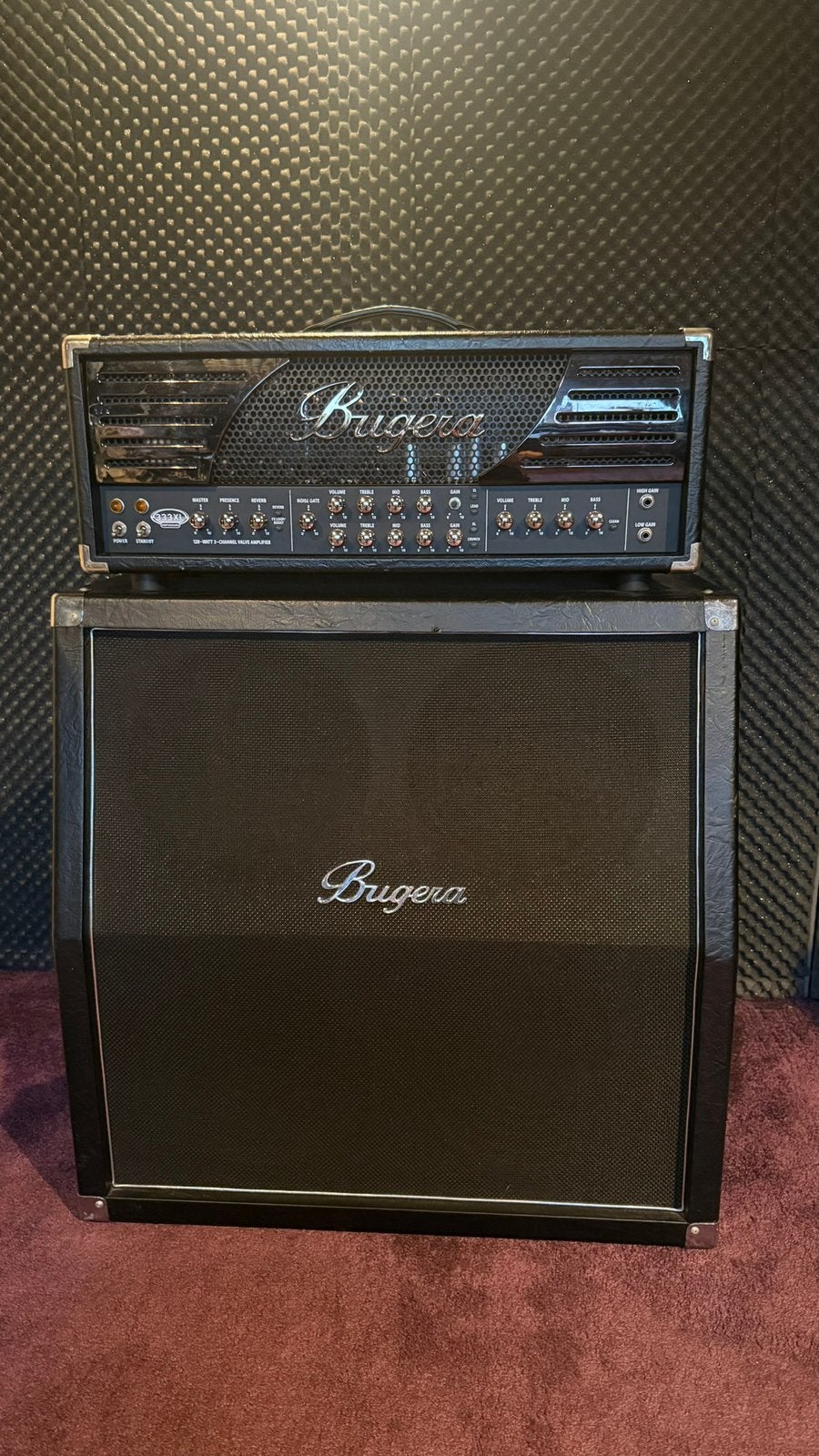 Bugera 333XL Infinium amp + Bugera 412H-BK 4x12 cabinet, Muziek en Instrumenten, Ophalen, Gebruikt, Gitaar, 100 watt of meer