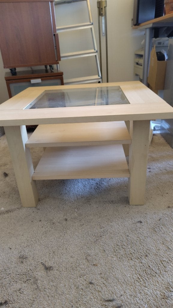 Salontafel glazen bovenkant, Ophalen, Gebruikt, 50 tot 100 cm, Vierkant