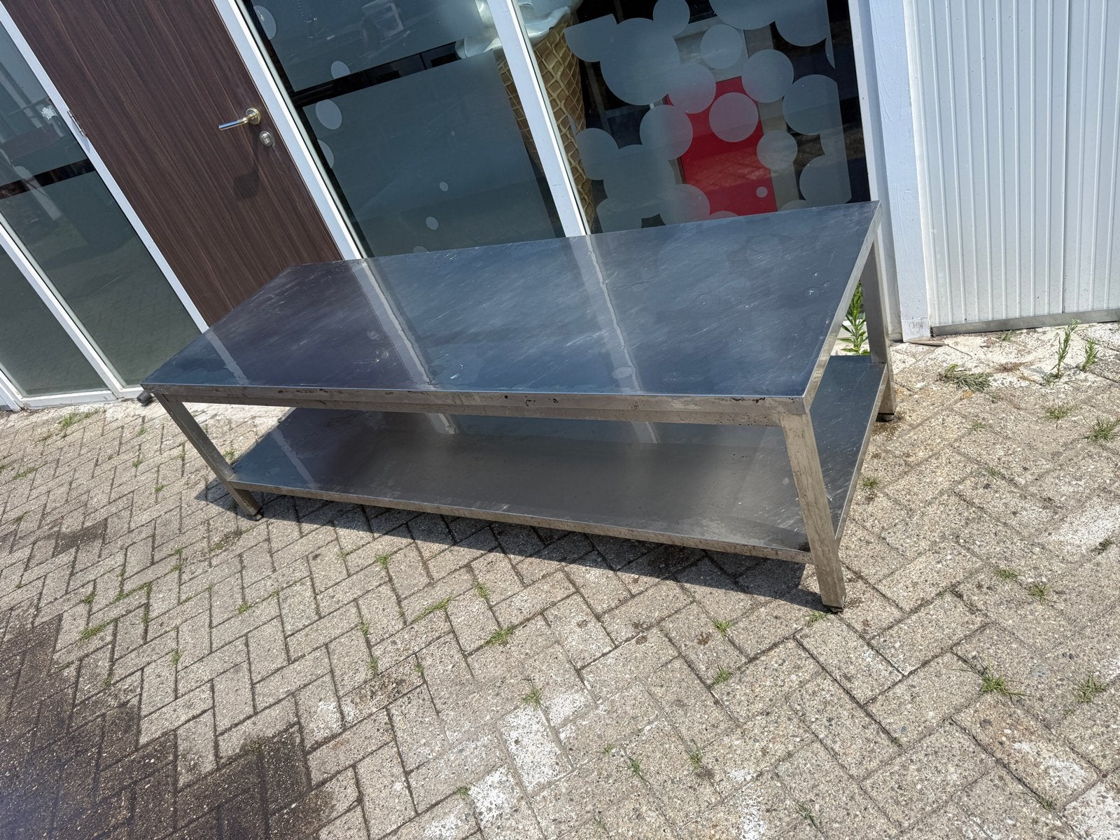 RVS Werkbank met onderblad laagtafel werktafel horeca, Ophalen, Gebruikt