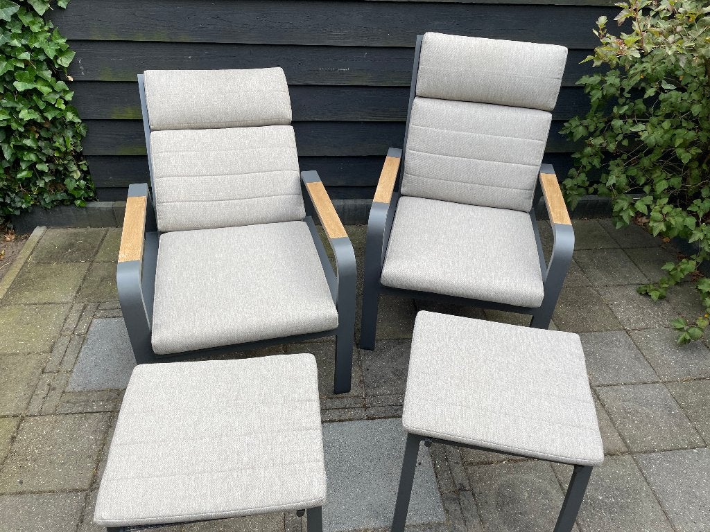 LIFE verstelbare tuinstoelen met los voetenbankje, Tuin en Terras, Ophalen, Zo goed als nieuw, Aluminium, Verstelbaar
