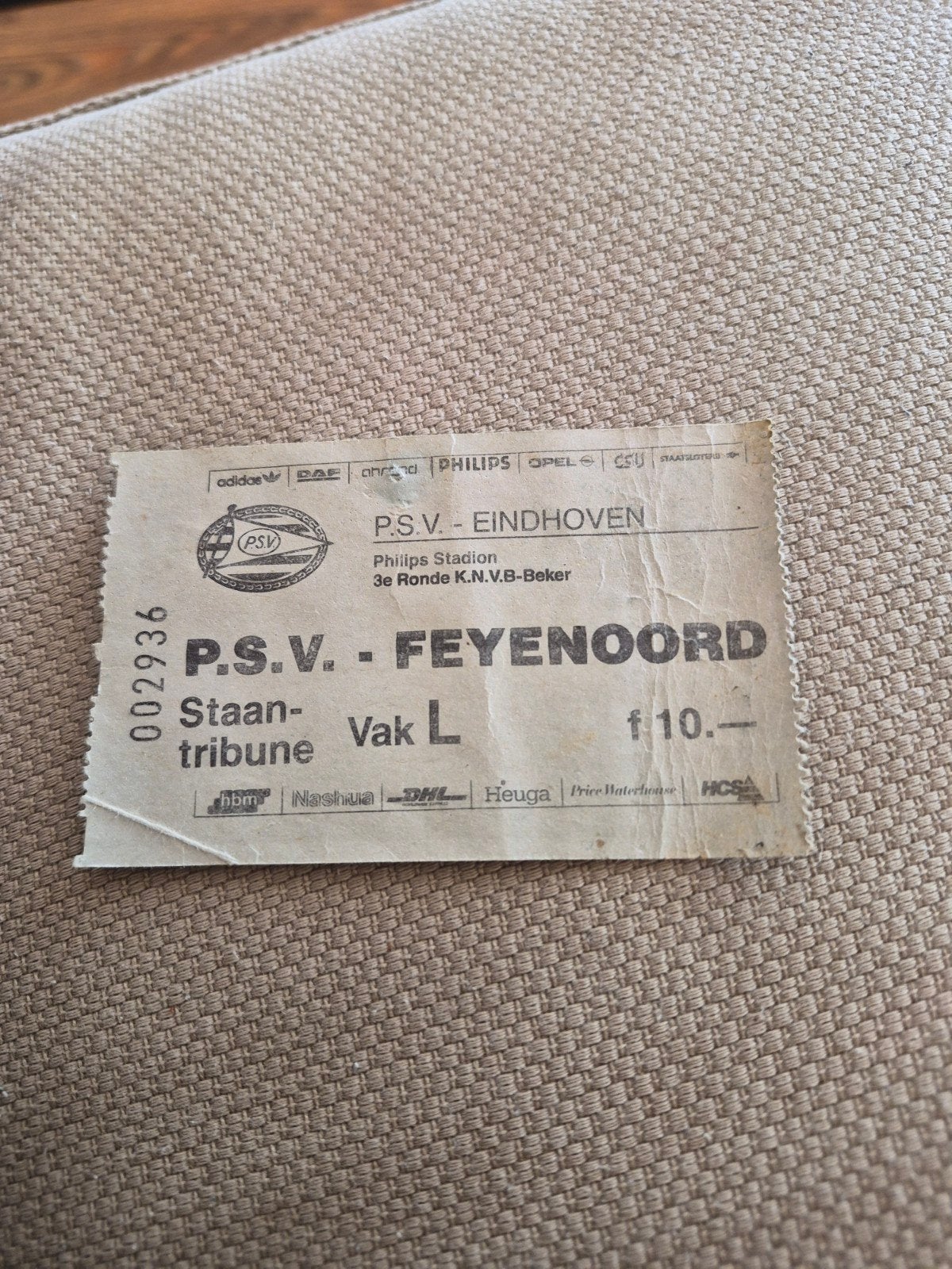 Ticket PSV - Feyenoord, Ophalen of Verzenden, Gebruikt, Feyenoord, Overige typen