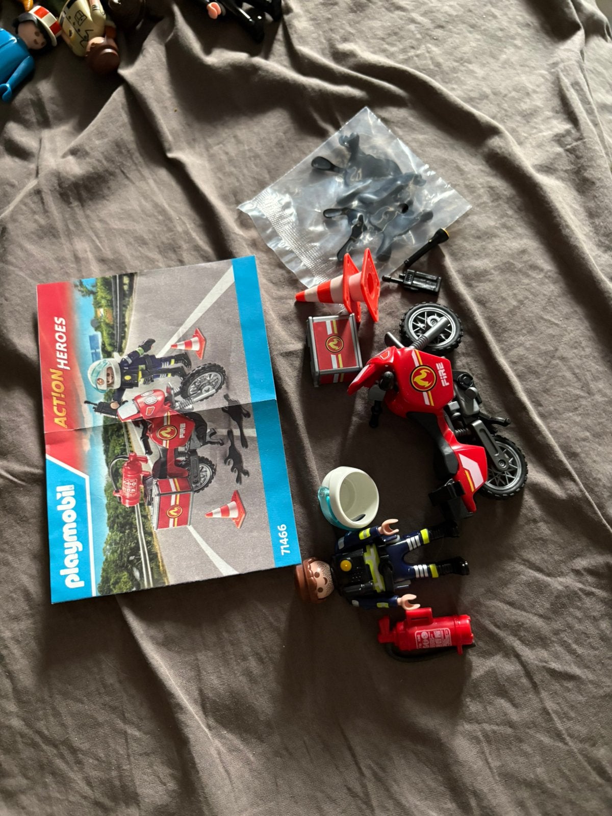 Playmobil Brandweer Motor met Brandweerman (71466), Ophalen, Zo goed als nieuw, Complete set