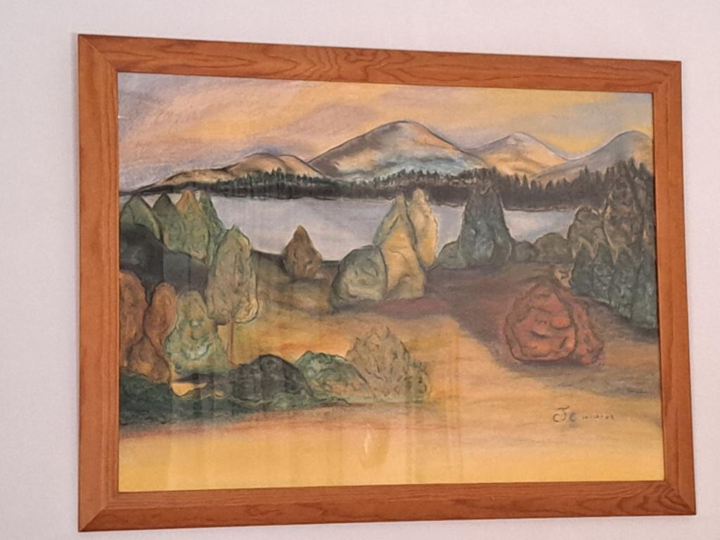 Houten lijsten schilderij hand geschilderd 75cn bij 58cn, Ophalen of Verzenden