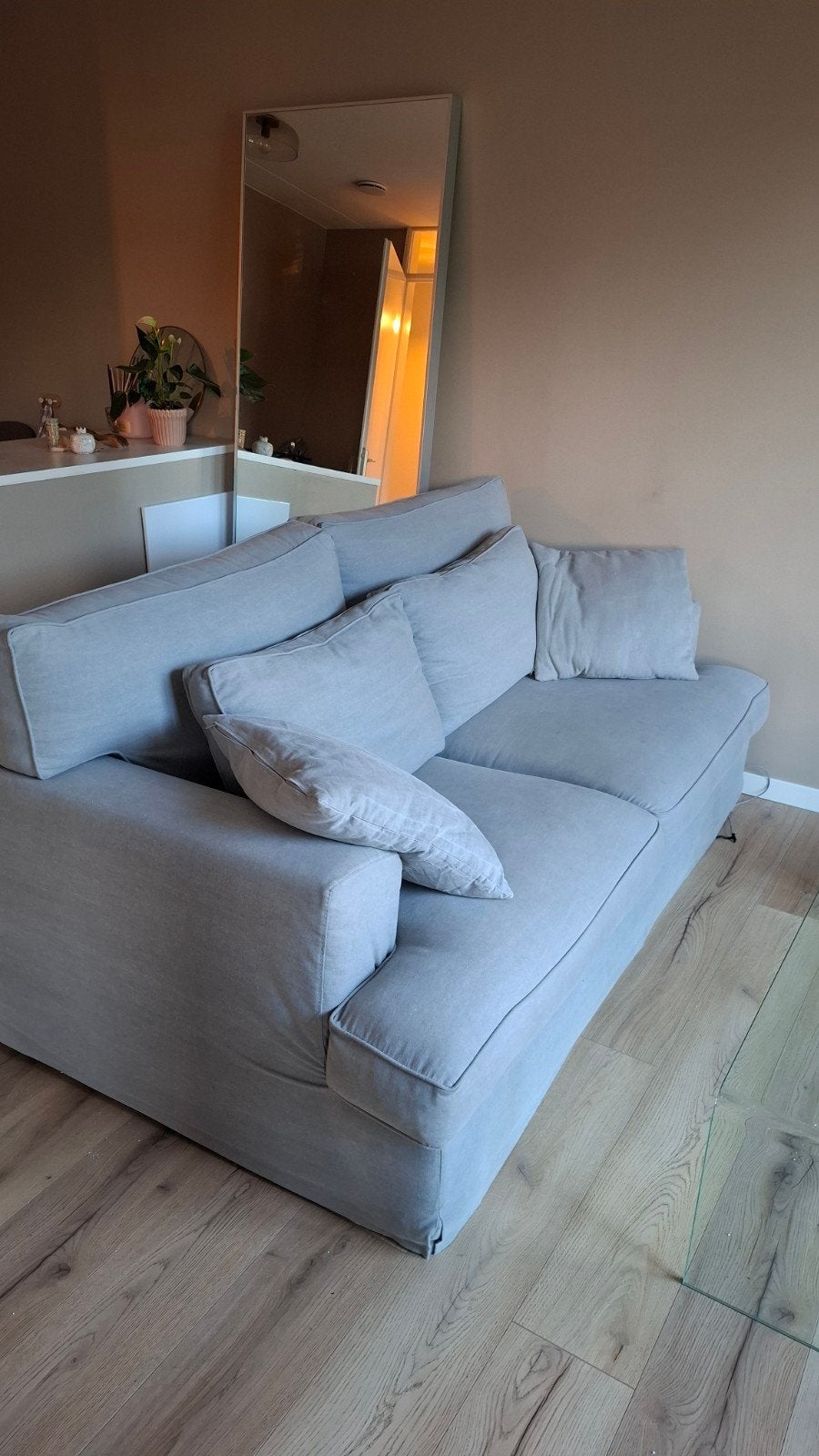 Comfortabele 2-zitsbank - Lichtgrijs, Ophalen, Gebruikt, 150 tot 200 cm, Tweepersoons