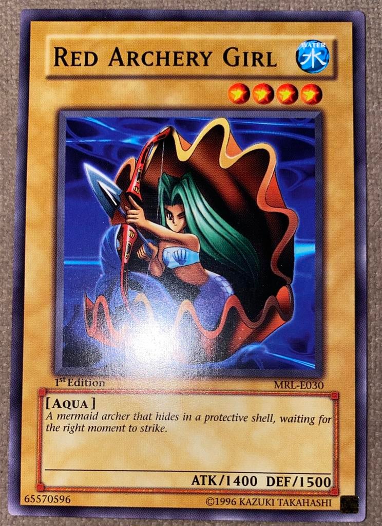 Yu-Gi-Oh! Red Archery Girl MRL 1st Edition !, Ophalen of Verzenden, Zo goed als nieuw, Losse kaart