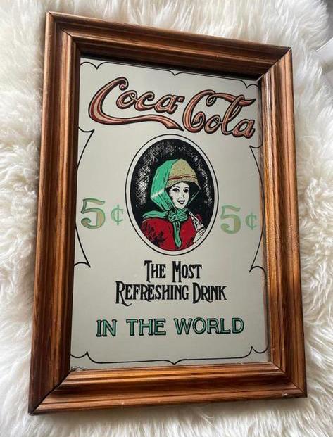 Vintage Coca-Cola spiegel, Ophalen, Overige vormen, Minder dan 50 cm