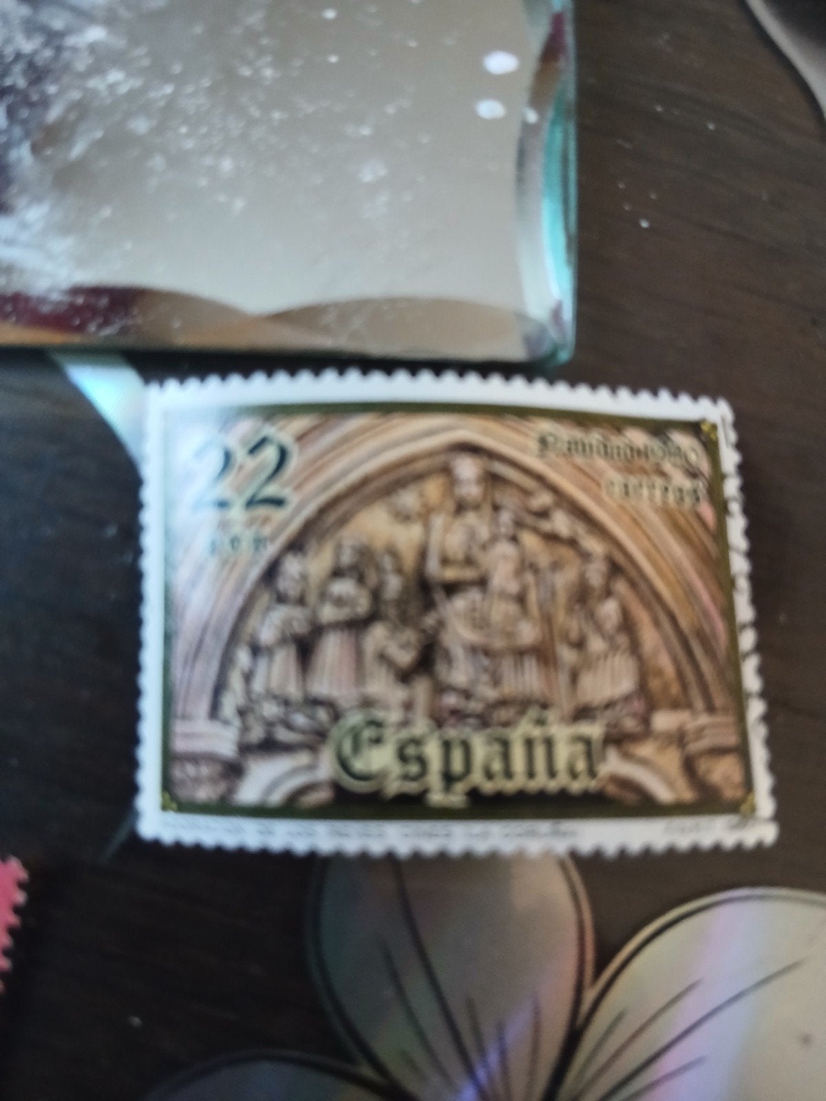 Spaanse postzegel 'España' met reliëfafbeelding, Verzamelen, Ophalen of Verzenden, 1980 tot heden, Gelopen, Spanje
