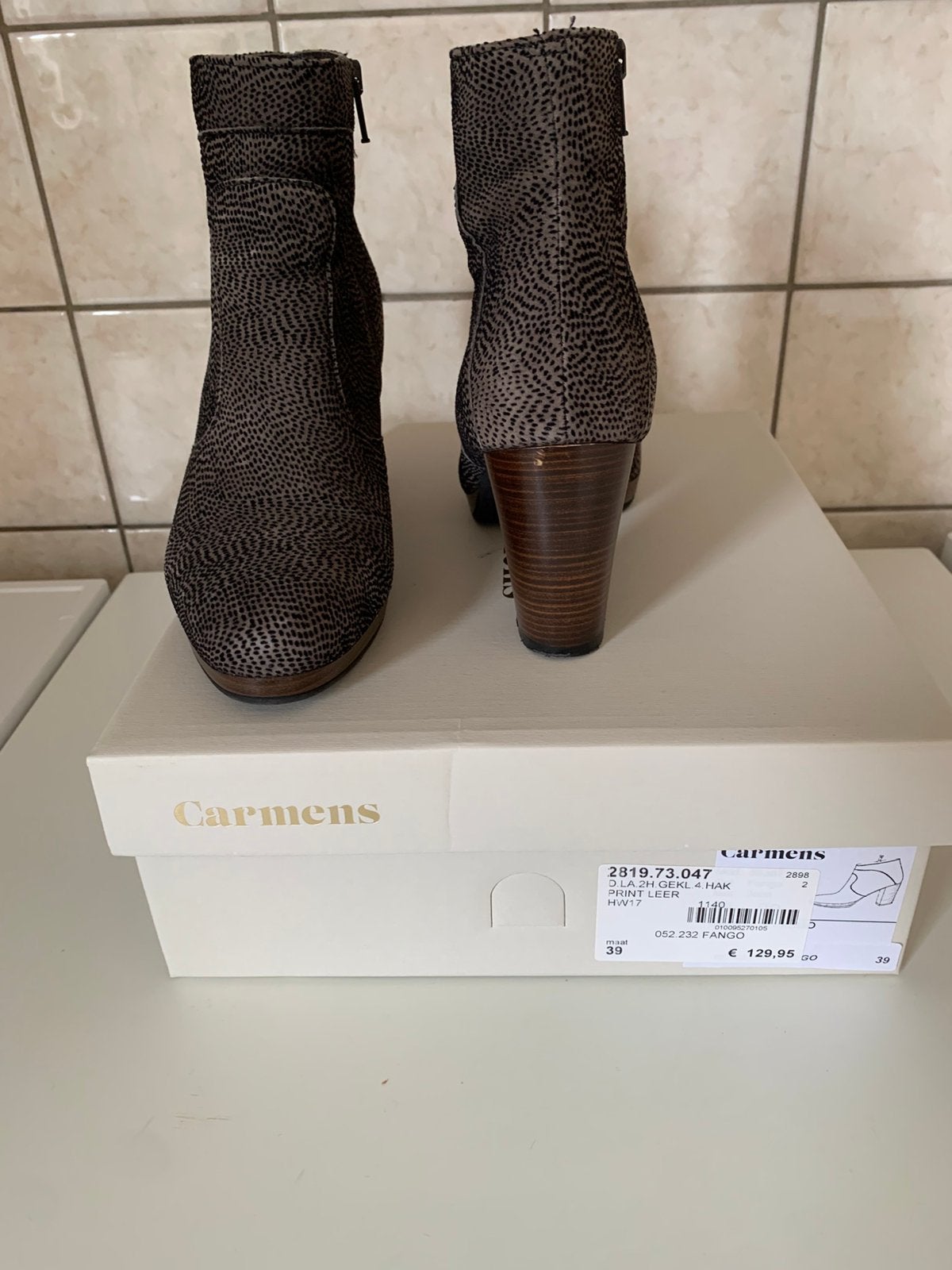 Enkel laarjes met print bruin maat 39, Ophalen, Zo goed als nieuw, Bruin