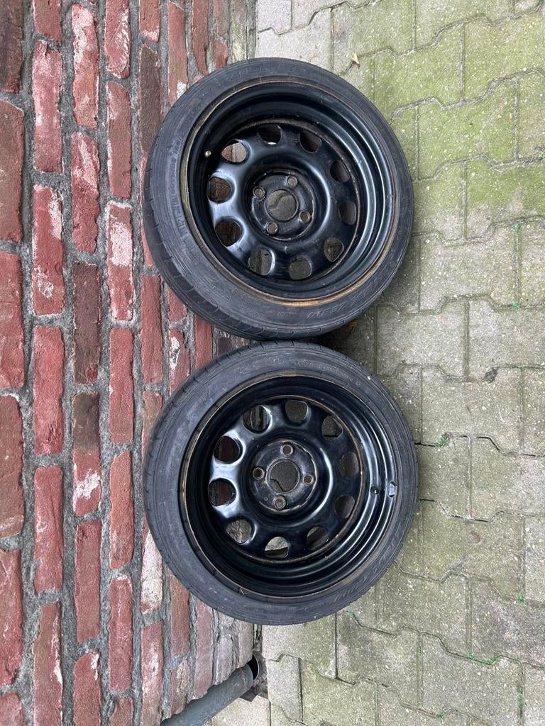 4x100 14 inch verbreedt staal steelies, Ophalen, Gebruikt