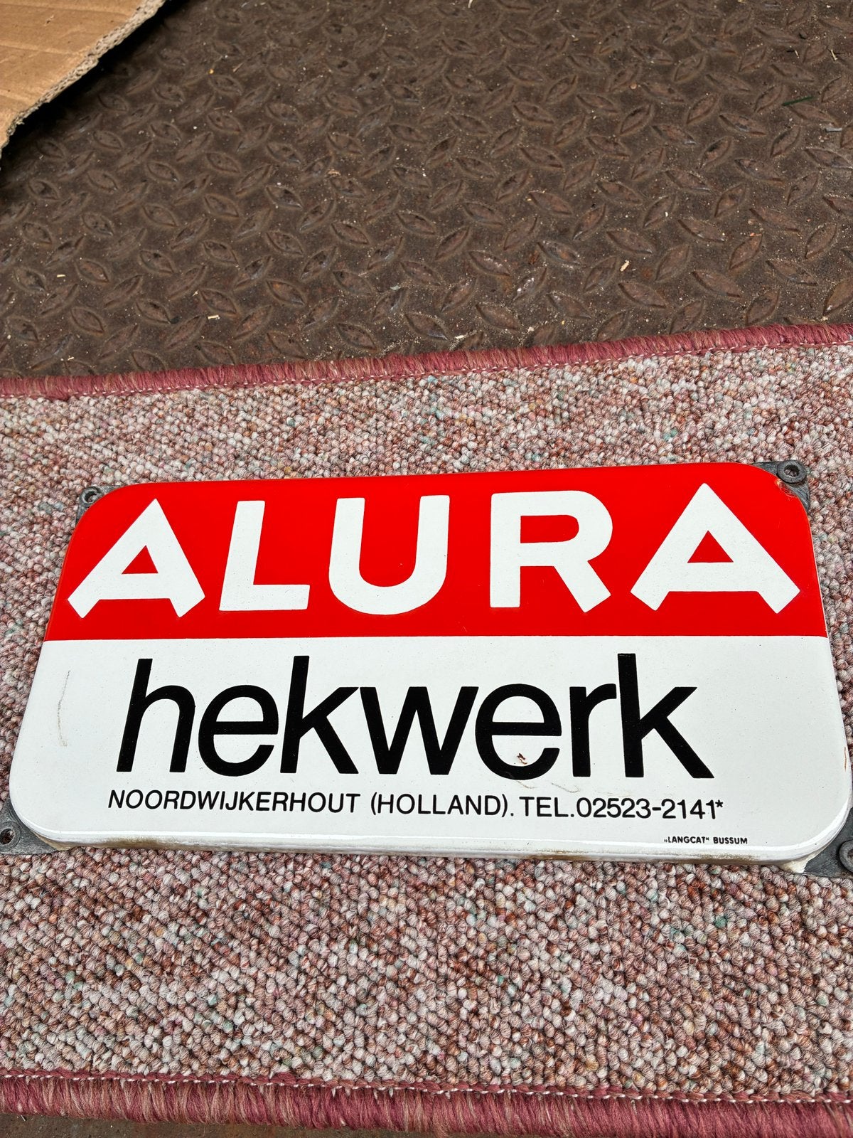 Vintage Alura Hekwerk reclamebord Noordwijkerhout, Ophalen
