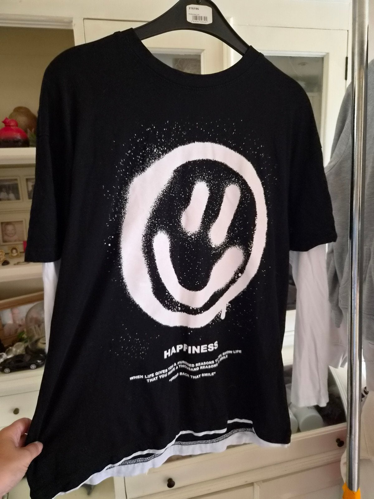 FB Sister T-shirt met lange mouwen en smiley print, Maat 38/40 (M), Zwart, Ophalen of Verzenden, Zo goed als nieuw