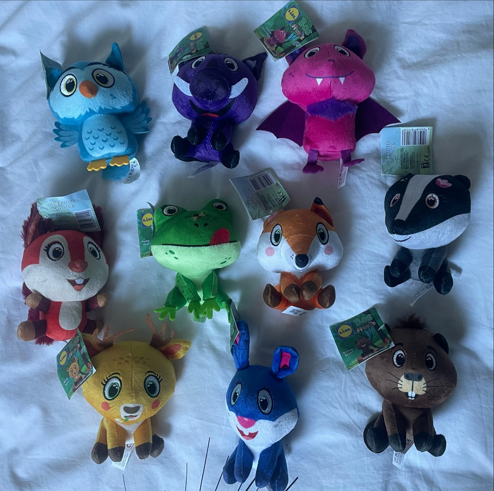 10 Lidl mini's bosdieren knuffeltjes, Lidl, Nieuw, Ophalen of Verzenden, Met label
