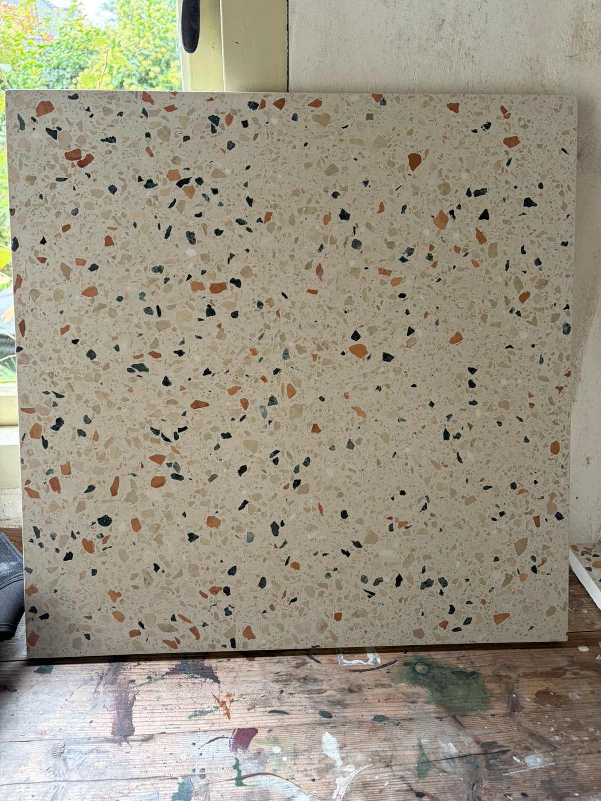 5 tegels Terrazzo Maxxi natuursteen Beige/meerkleurig 60x60, Ophalen, 60 cm of meer, Keramiek, Zo goed als nieuw