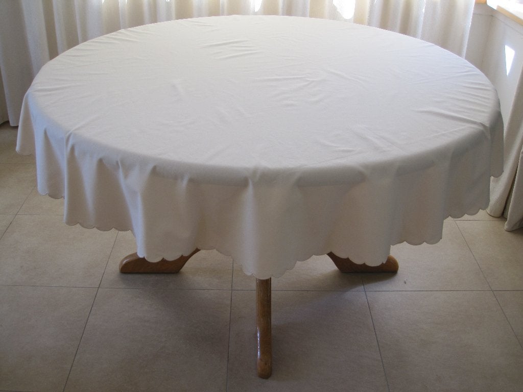 Fraai beigekleurig rond tafelkleed 160 cm, zo goed als nieuw, Ophalen of Verzenden