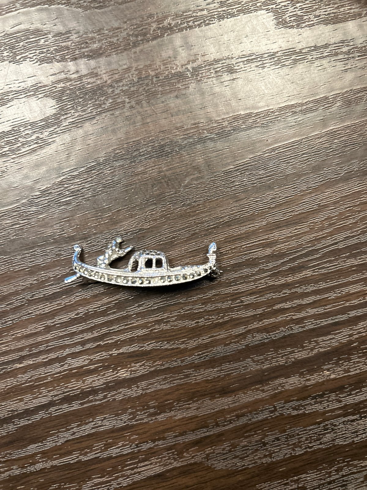 Vintage 800 Zilveren Venetiaanse Gondel Broche Marcasi, 4 tot 7 cm, Ophalen of Verzenden, Zo goed als nieuw, Zilver