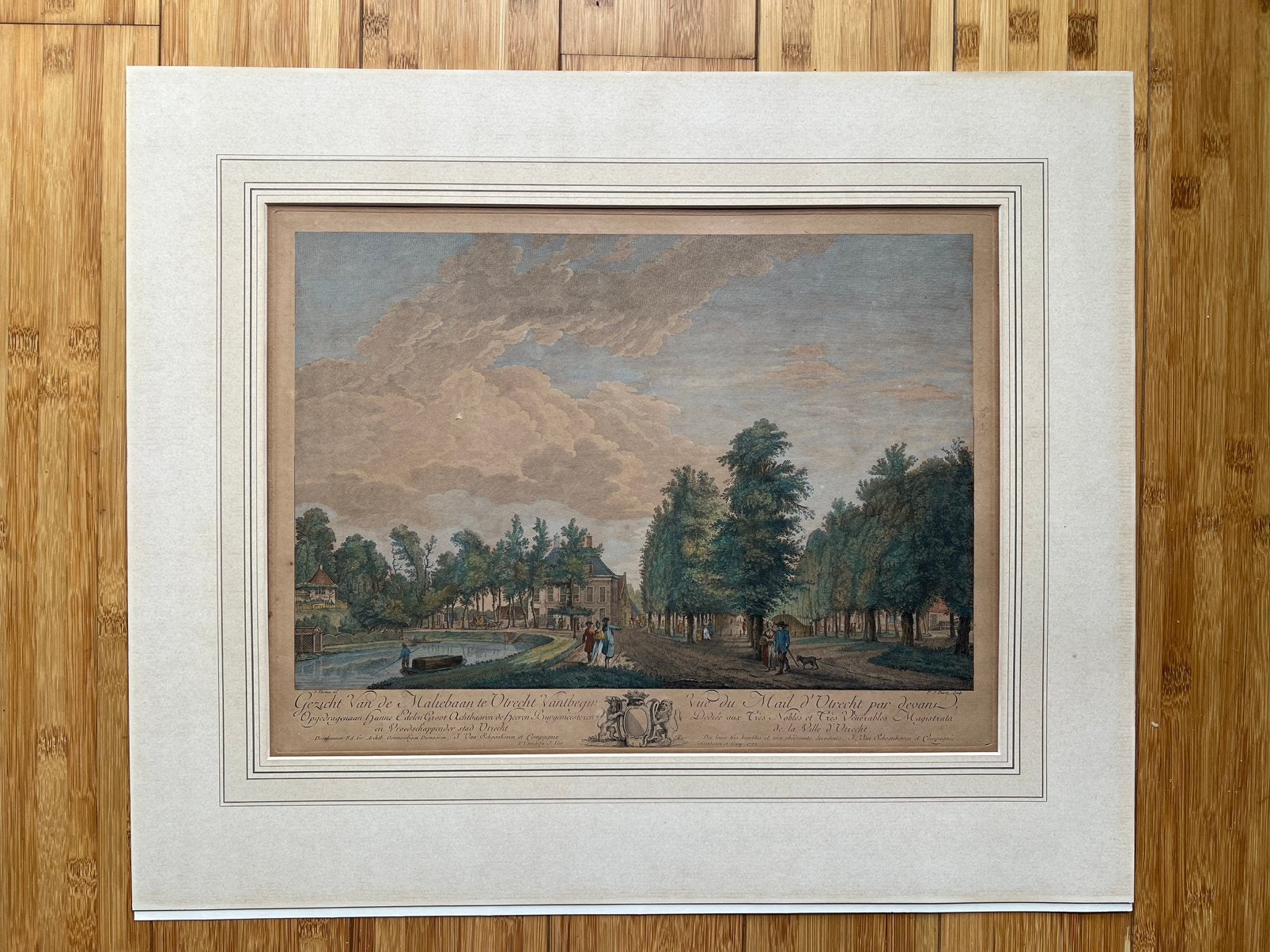 Antieje gravure 'Gezicht v/d Maliebaan te Utrecht vantbegin', Ophalen of Verzenden