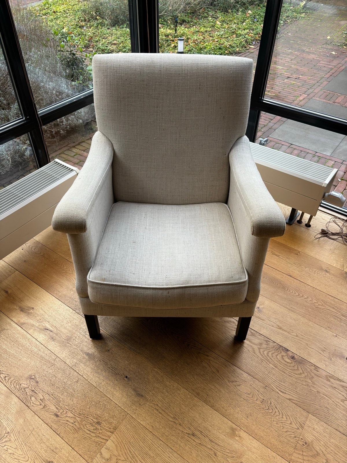 Comfortabele fauteuil - Beige stof - Zo goed als nieuw, Ophalen, Gebruikt, Overige kleuren, Eén