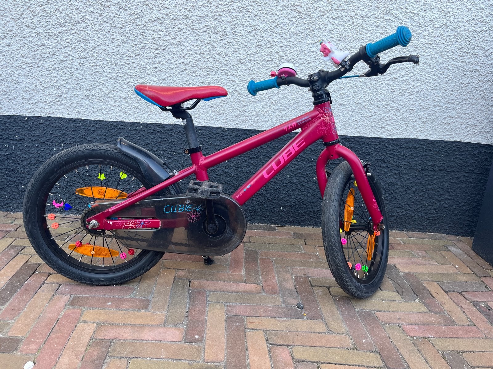 Cube Cubie 160 kinderfiets met zijwieltjes, Fietsen en Brommers, Zijwieltjes, 16 tot 20 inch, Velgrem, Ophalen of Verzenden