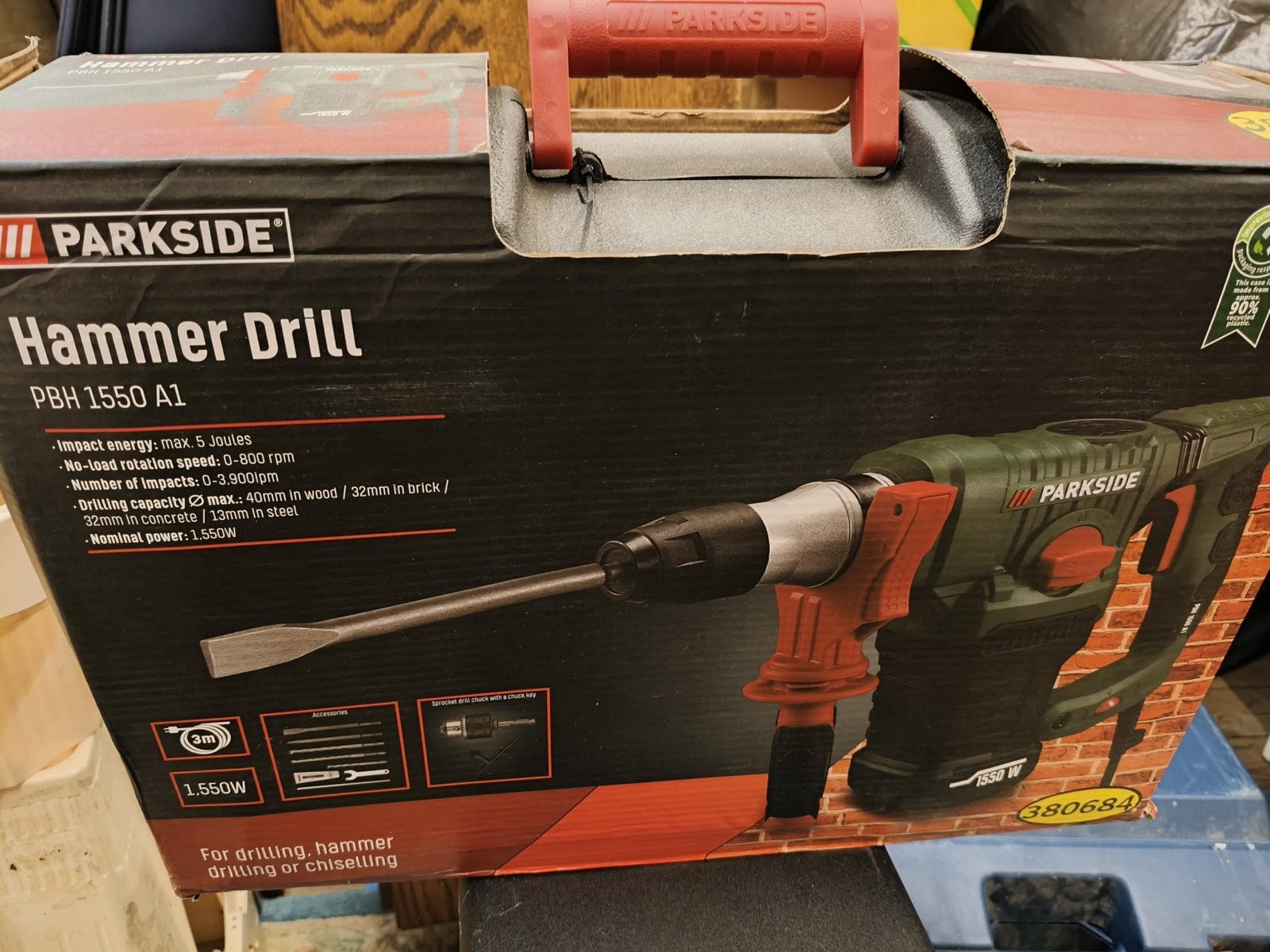 Parkside Klopboormachine PBH 1550 A1 - Krachtig en Compleet, 600 watt of meer, Boor- en/of Breekhamer, Ophalen of Verzenden, Zo goed als nieuw