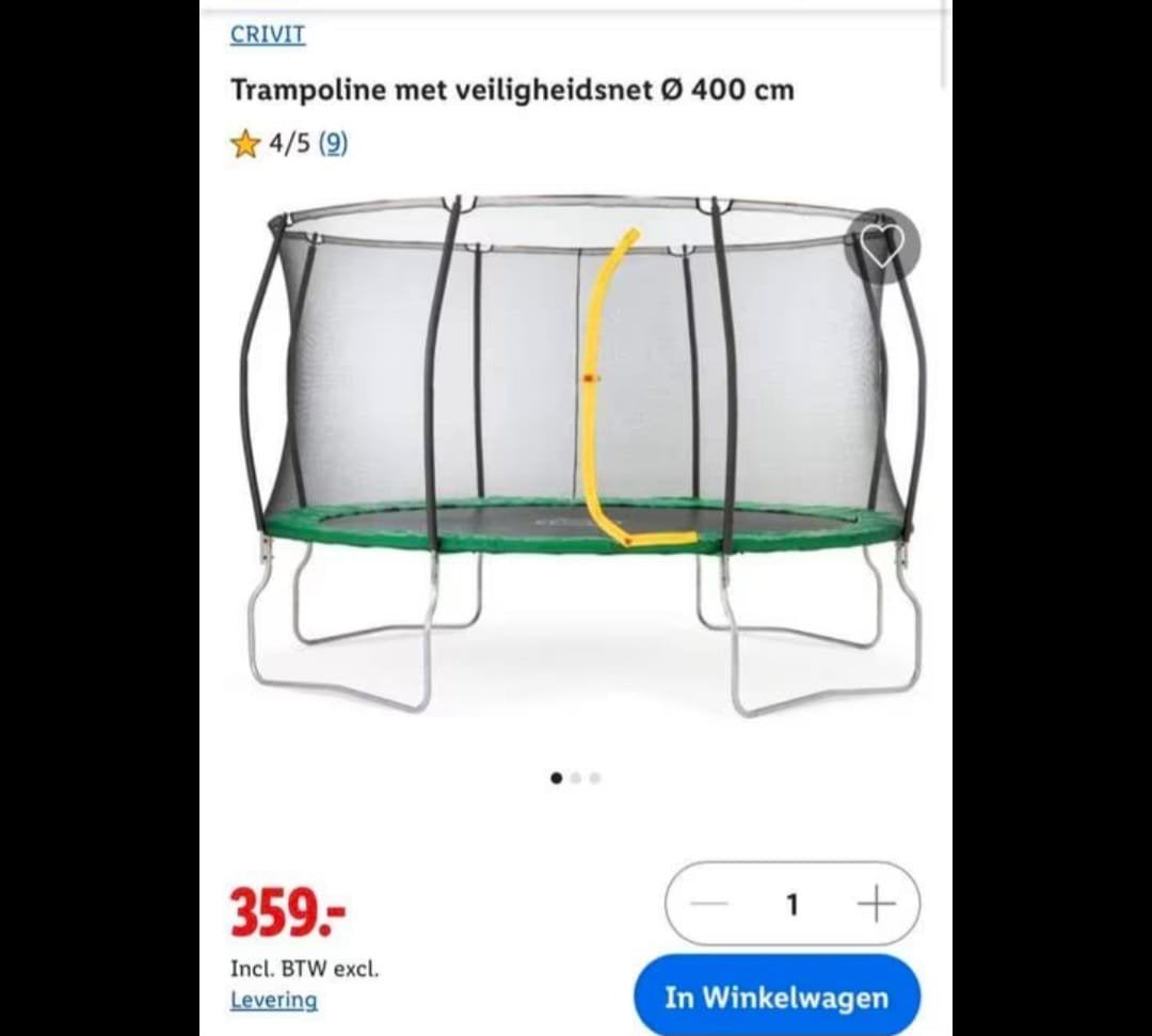 Crivit Trampoline met veiligheidsnet Ø 400 cm, Kinderen en Baby's, Speelgoed | Buiten | Trampolines, Ophalen, Gebruikt