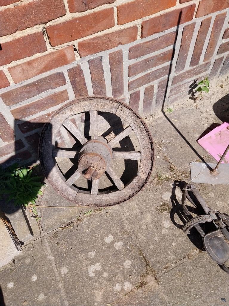 Antiek houten wagenwiel - Decoratief, Antiek en Kunst, Antiek | Overige Antiek, Ophalen