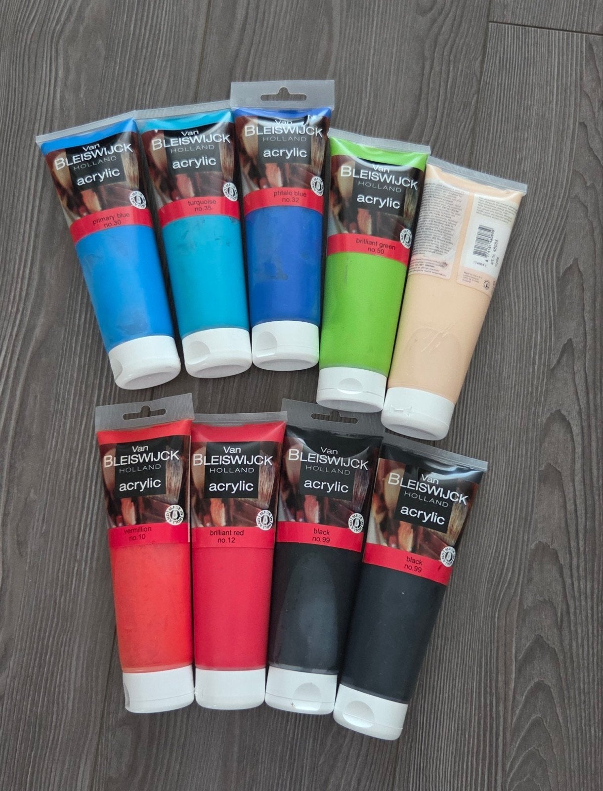 Set van 9 Van Bleiswijck acrylverf tubes, Ophalen of Verzenden, Zo goed als nieuw, Acrylverf