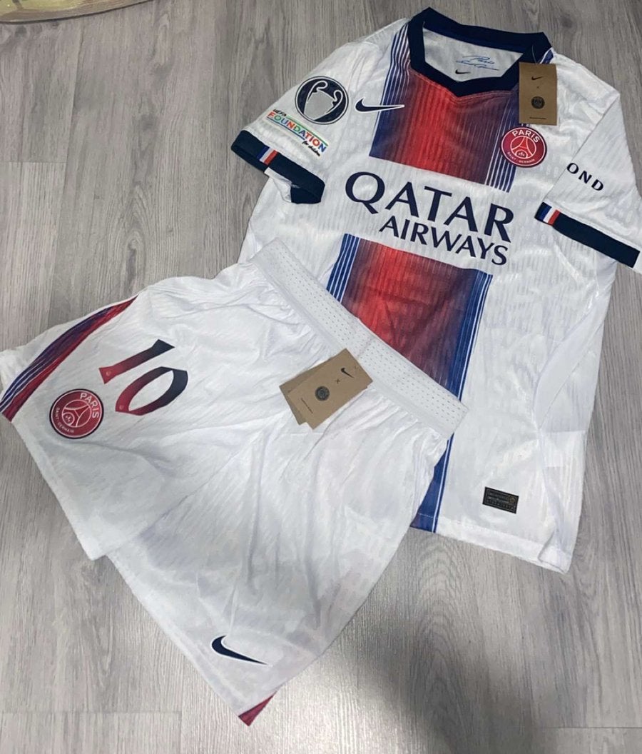 PSG Away Shirt + Short Set #10 Dembélé valt als herenmaat: S, Wit, Nieuw, Ophalen of Verzenden, Voetbal