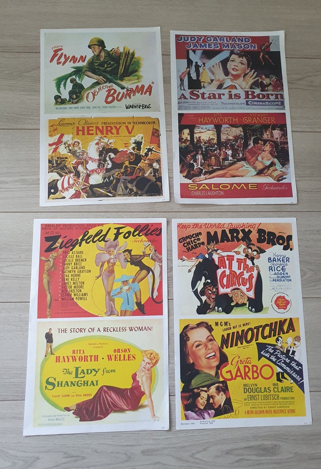 8 Vintage filmposters - Klassieke Hollywood Films, A4 of kleiner, Rechthoekig Liggend, Ophalen of Verzenden, Zo goed als nieuw
